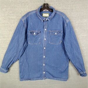 Dravus‎ Mens Shirt XL Blue Denim Button Up Western Rodeo Ranch Workwear Casual